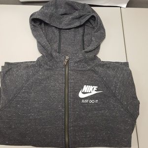 Girls( M) Dark Grey Zip Nike Jersey Hoodie